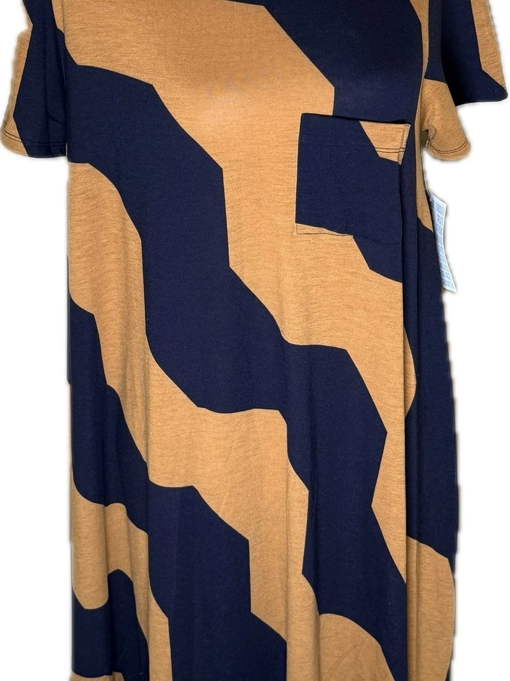 LuLaRoe Carly Midi Dress in Sand & Blue